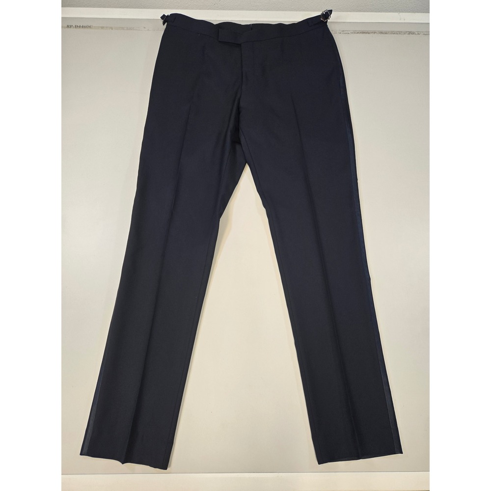 Suitsupply Brescia Navy Wool Tuxedo Trousers Slim Fit Silk Stripe Mens 54 44R